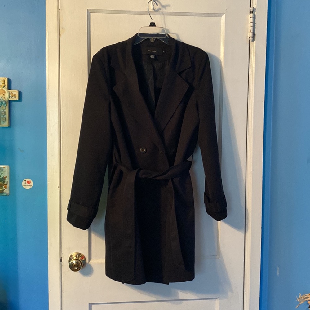 Plus size black trench coat